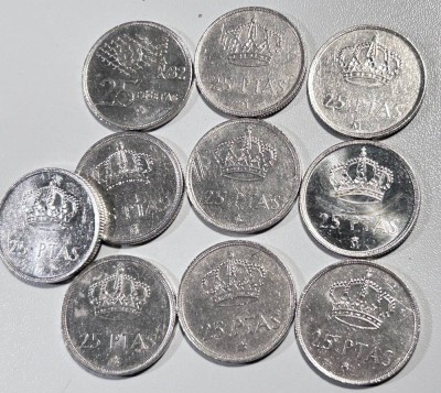 Auktion 366<br>10x25 Pesetas, 5x5 Pesetas, alle Franco, Spanien [1]