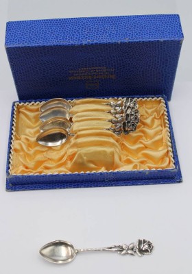 Auktion 355<br>5x Mokkalöffel, Hildesheimer Rose, 800er Silber, 54,5gr. , L-10,3cm [1]