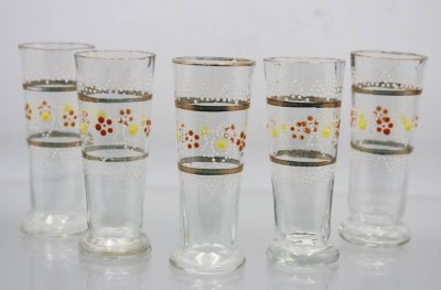 Auktion 359<br>5x Schnapsgläser um 1900, Emaillemalerei, ca. H-7,7cm [1]