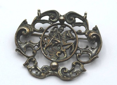 Auktion 355<br>Brosche, 835er Silber, Hlg. Georg, 10,6gr., 3,5 x 4cm [1]