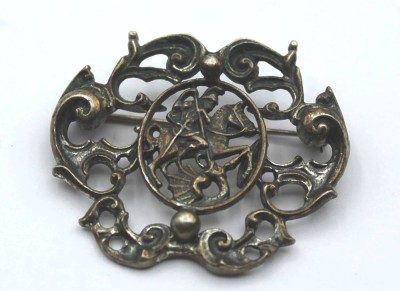 Auktion 361<br>Brosche, 835er Silber, Hlg. Georg, 10,6gr., 3,5 x 4cm [1]
