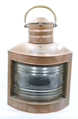 Auktion 356<br>Schifflampe, Starboard, 20. Jhd., Kupfer, guter Zustand, H-38cm B-28cm [1]