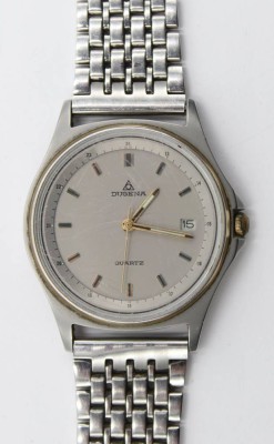 Auktion 356<br>Armbanduhr, Dugena Quartz, Werk nicht geprüft, getragene Erhaltung, D-3,3cm [1]