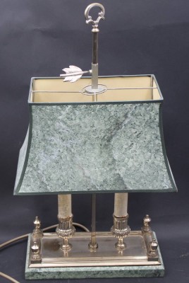 Auktion 356<br>Tischlampe, Messing, 2 flammig, H-50 cm, 28x17 cm [1]