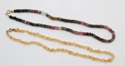 Auktion 356<br>2x  div. Halsketten, 1x Citrin und 1x Multicolor, ca. L-40cm [1]