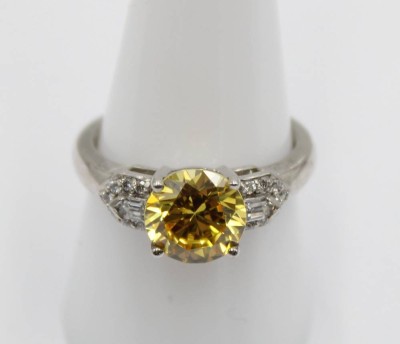 Auktion 356<br>925er Silber-Ring, gelber und klare Stein(e), 4,6gr., RG 59,5cm [1]