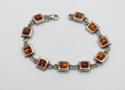 Auktion 356<br>Silber-Armband mit Bernstein, 8,7gr., L-18cm [1]