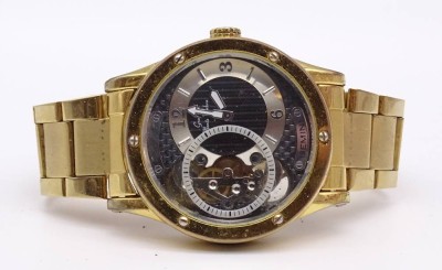 Auktion 356<br>Herren Armbanduhr Graf von Monte Wehro Gemini, Automatikwerk, Werk läuft, D. 42mm, Tragespuren am Deckel und Glas [1]