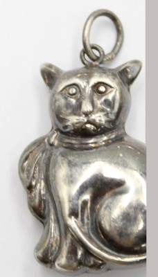 figürlicher Silber-Anhänger, 925er Silber, Katze, älter, L-5,8gr., L-3,2cm [1]