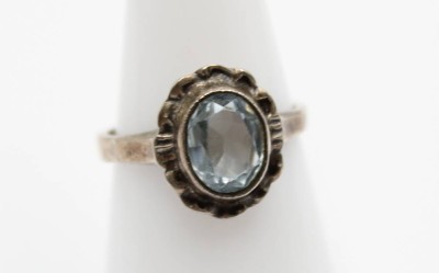 Silber-Ring um 1920/30, hellblauer Stein, 3,6gr., ca. RG 53 [1]