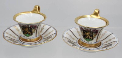 Auktion 357<br>2 Moccatassen mit U.T., Heidelberg_Wappen, 