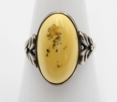 Silber-Ring (gepr) mit Butterscotch-Bernstein, 4,1gr., RG 59 [1]