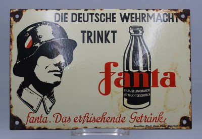 Replik-Emaille-Schild, Deutsche Wehrmacht trinkt Fanta,  Ecken beschlagen, ca. 20 x 30cm [1]