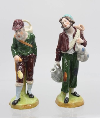 Auktion 357<br>Paar Figuren, Markthändler, Scheibe Alsbach, DDR, je bemalt, ca. H-13,2cm [1]