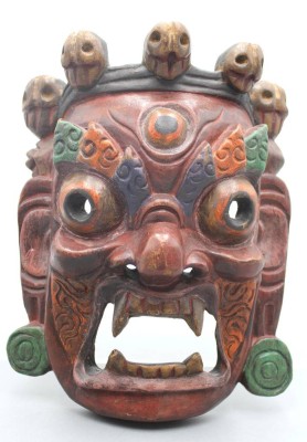 Auktion 357<br>Maske Bhairava/Mahakala Nepal, Holz, polychrom bemalt, 26,5 x 21cm [1]