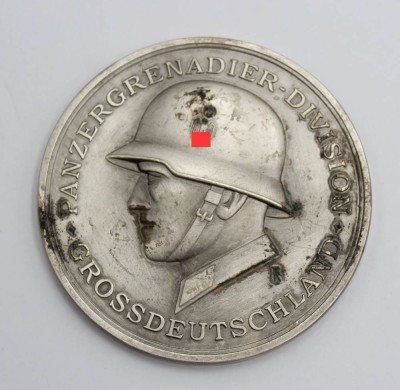 Erinnerungsplakette, Panzergrenadier-Division Grossdeutschland, Herst. Deschler München, D-6,5cm [1]