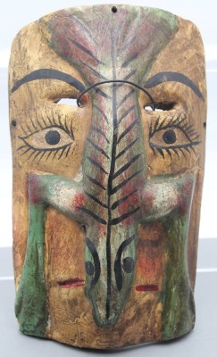 Auktion 357<br>Wandmaske, Venezuela, farbig gefasst, alter?, 30 x 18cm [1]
