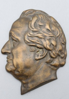 Auktion 357<br>Seitenprofil, Johann Wolfgang von Goethe, Bronze, älter, ca. 16 x 12cm [1]