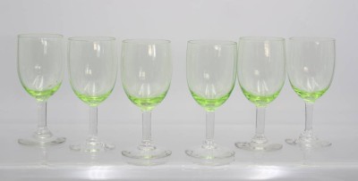 Auktion 357<br>6x Süssweingläser, Kuppa wohl Uranglas, H-13xm [1]