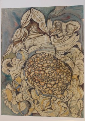 Auktion 357<br>Ingrid Holle '70, Mischtechnik, gerahmt/Glas, RG 84 x 68cm, Sperrgutversand [1]
