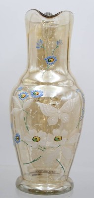Auktion 357<br>hoher Schenkkrug, lüstrierend, Emaillemalerei, H-29cm [1]