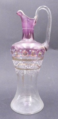 Auktion 357<br>Jugendstil-Krug, altrose gebeitzt mit Emaillemalerei, Handarbeit, H-22 cm [1]