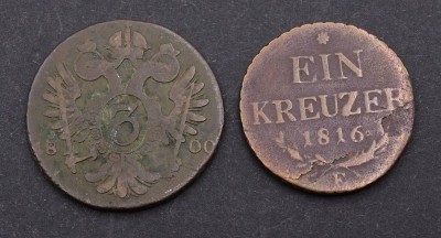 1 Kreuzer 1816 Österreich, 3 Kreuzer 1800 Österreich [1]