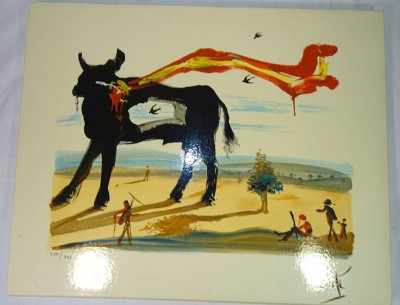 Auktion 357<br>Salvador DALI (1904-1989), Primavera espanola, gr. Lithografie auf Keramikplatte, Nr. 193/990 , 50x40 cm, verso Stempel der Galerie etc. [1]