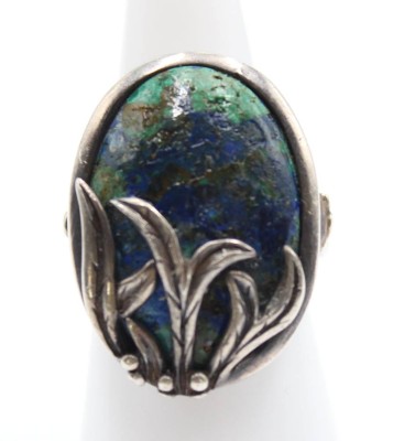 Auktion 358<br>schwere Silber-Ring, gepr., 14,3gr., wohl Lapis? , ca. RG 57 [1]