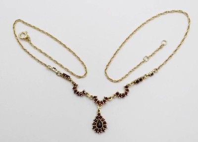 Auktion 358<br>schönes Granatcollier, 925er Silber vergoldet, ca. L-45cm, 6,6gr. [1]