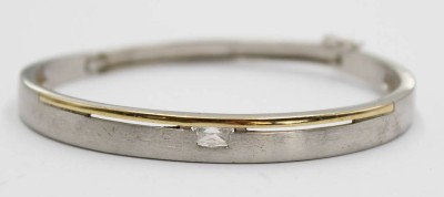 Auktion 358<br>Armreif, 925er Silber, klarer Stein und teilw. vergoldet, ca. D-6cm [1]