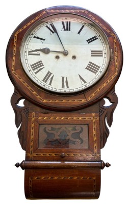 Auktion 358<br>Wanduhr, Holz intarsiert, Werk läuft, H-70 cm, B-40 cm, guter Zustand [1]
