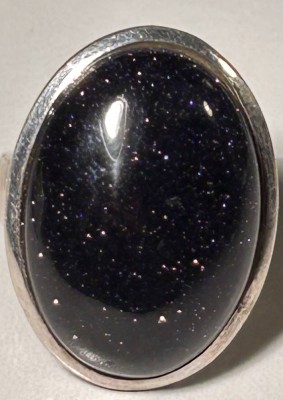 Auktion 358<br>Silberring-925- mit gr. blauen Goldstone-Cabouchon, RG 57, 9,7 gr [1]
