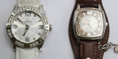 Auktion 358<br>2x div. Damen-Armbanduhren, Festina und S.Oliver, je Quartzwerke (nicht geprüft),  1x starke Gebrauchsspuren [1]