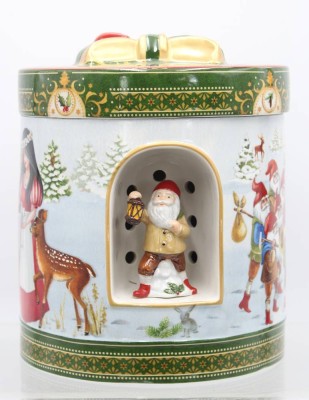 Auktion 358<br>gr. Weihnachtsdose mit Spieluhr, Villeroy & Boch,  Let it Snow, H-19,5cm D-16,5cm [1]