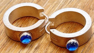 Auktion 358<br>Paar runde Ohrstecker mit blauen Steinen, S-925-, D-1,5 cm, 8,4 gr [1]