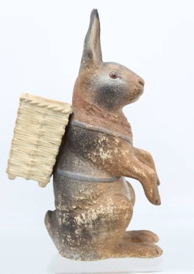 Auktion 358<br>alte Osterfigur, Hase, Ton bemalt, Altersspuren, H-27,8cm [1]