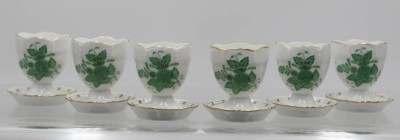 Auktion 358<br>6x Eierbecher, Herend, Aponyi grün, ca. H-5,7cm [1]