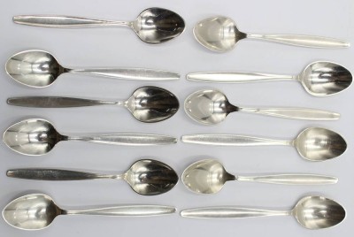 Auktion 358<br>12x Kaffeelöffel, Georg Jensen, Cypress, Sterling, 176,8gr., L-11,2cm [1]