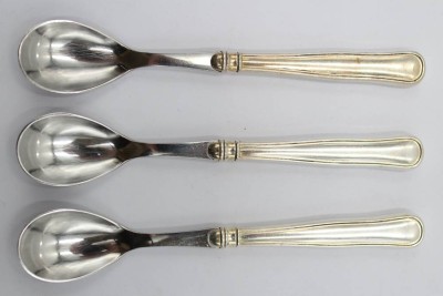 Auktion 358<br>3x Kaffeelöffel o.ä., 830er Silbergriffe, Dänemark, L-13,5cm [1]