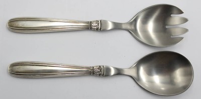 Auktion 358<br>Salatbesteck, Silbergriffe, Dänemark 1947, L-18cm [1]