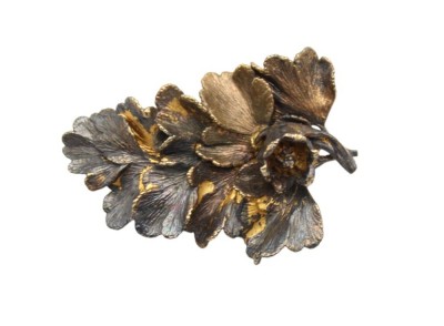 Auktion 358<br>Brosche, Flora Danica, Eggert Danmark, 925er Silber, L-4cm, 8,2gr. [1]