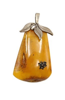 Auktion 358<br>Bernsteinanhänger, Silbermonturen, älter, ca. L-5cm, 10,2gr. [1]