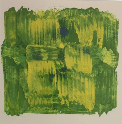 Auktion 358<br>moderne Komposition, signiert Hacke?, Mischtechnik, ger./Glas, RG 46,8 x 46,8cm [1]