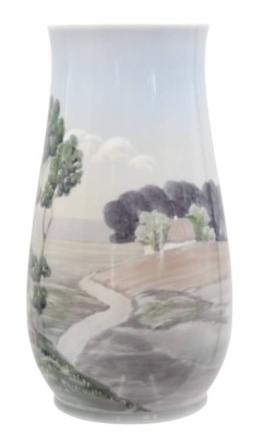 Auktion 358<br>Vase, Bing & Gröndahl, Landschaftsbemalung in Unterglasur,  ca. H-20,5cm [1]