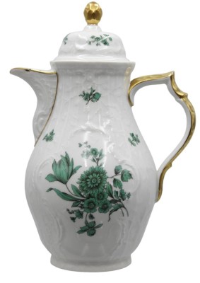 Auktion 358<br>Kaffeekanne, Rosenthal, Sanssouci, grünes florales Dekor, Tülle mit kl. Chip, H-27cm [1]