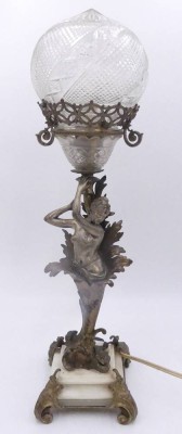 Auktion 358<br>Tischlampe bronziert, mit Putto als Lampenträger, H-45 cm [1]