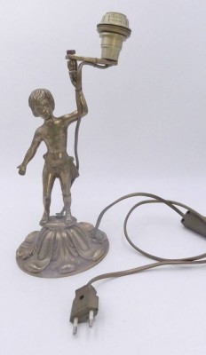 Auktion 358<br>Tischlampe mit figürl. Stand, wohl Bronze, hH-30 cm [1]