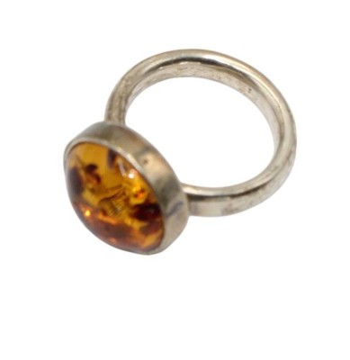 Auktion 358<br>massiver 925er Silberring mit Bernstein, gemarkt 