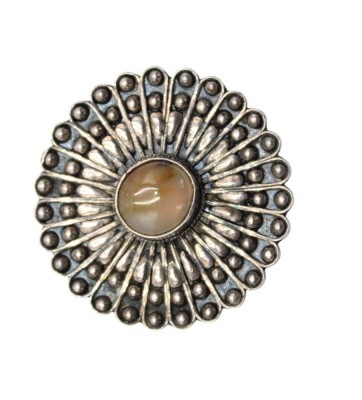 Auktion 358<br>Feinsilber-Brosche , älter, mittig Achat, 13,8gr., D-4,5cm [1]